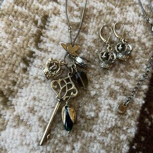 Gold Crown & Key Jewelry Set